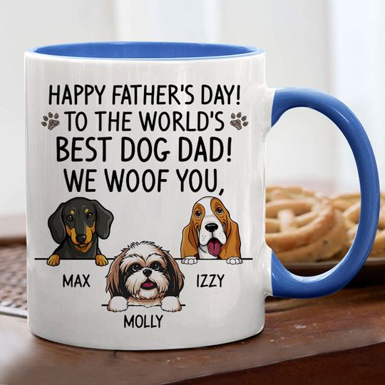 Discover To The World's Best Dog Dad, Personalized Accent Mug, Father's Day Gifts
