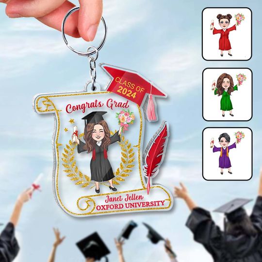 Discover Congratulation Grad - Personalized Graduation Transparent Keychain