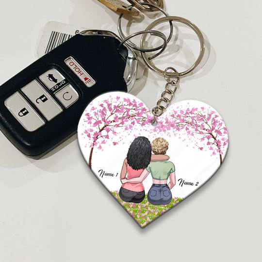 Discover Besties For The Resties - Personalized Bestie Keychain (Printed On Both Sides)