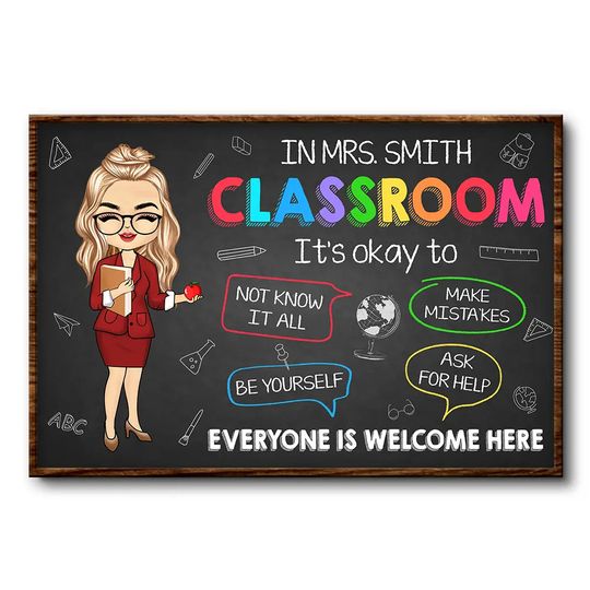 Discover In This Classroom It's Okay To - Personalized Teacher Poster