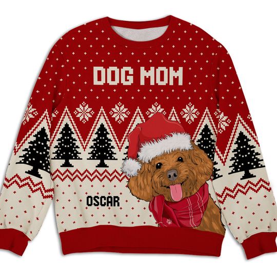 Discover Dog Looking Dogs Lover Personalized Custom Christmas Ugly Sweatshirt
