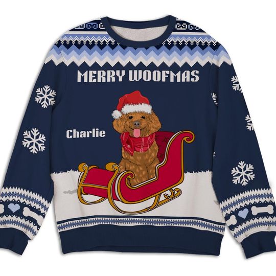 Discover Dogs And Sleigh Custom Dogs Lover Personalized Christmas Ugly Sweatshirt