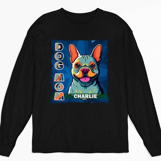 Discover Dog Mom Dad Popart Personalized Father Mother's Day Custom Unisex Long Sleeve Shirt