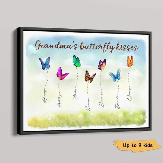 Discover Grandma Butterflies Kisses Personalized Custom Mother's Day Gift Horizontal Poster