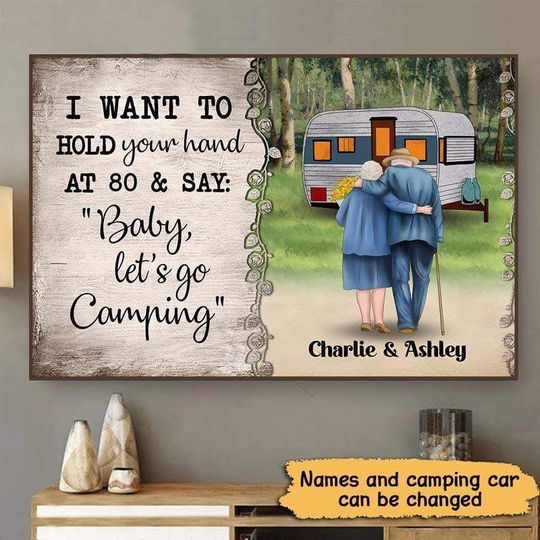Discover Camping Old Couple Custom Personalized Horizontal Poster