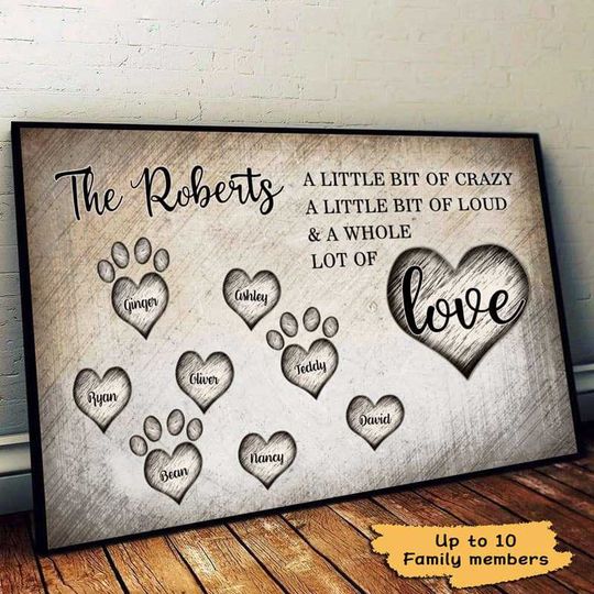 Discover Family Dogs Cats Whole Lot Of Love Personalized Horizontal Poster