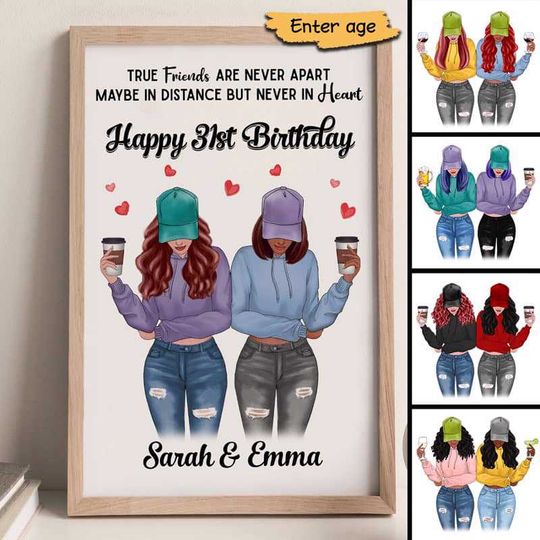 Discover Best Friends Besties Birthday Gift Personalized Vertical Poster