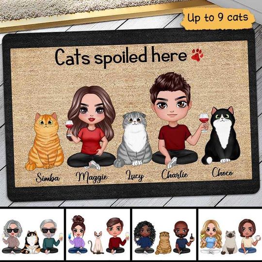 Discover Cats Spoiled Here Custom Pets Lover House Personalized Doormat