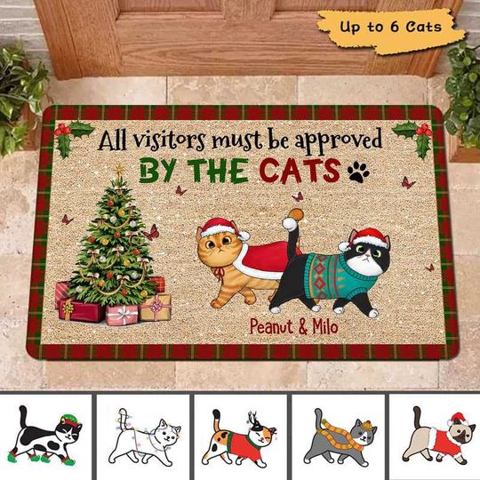 Discover All Visitors Approved By Cats Christmas Personalized Doormat
