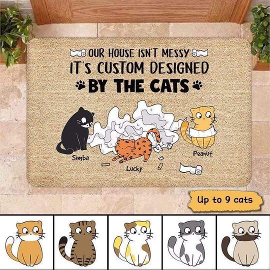 Discover My House Designed By Cats Funny Custom Pets Lover Personalized Doormat