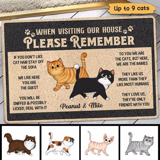 Discover Please Remember Rules Cat Lover Housewarming Gift Personalized Doormat