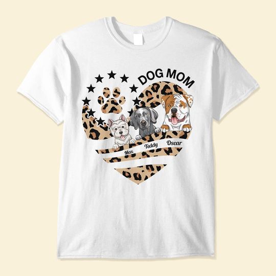 Discover Dog Mom Leopard Pattern - Personalized Shirt - Birthday Gift For Mom, Wife, Daughter, Sister, Dog Lover