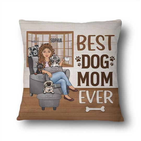 Discover Thank You Best Dog Mom Ever Custom Mother Gift Personalized Pillow