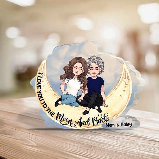 Discover To The Moon And Back - Personalized Mother's Day Mother Custom Shaped Acrylic Plaque