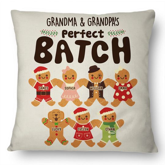 Discover Grandma Grandpa Mom Dad Perfect Patch Christmas Gift Family Custom Personalized Pillow