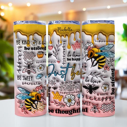 Discover Positive Affirmation Bee - Personalized Skinny Tumbler