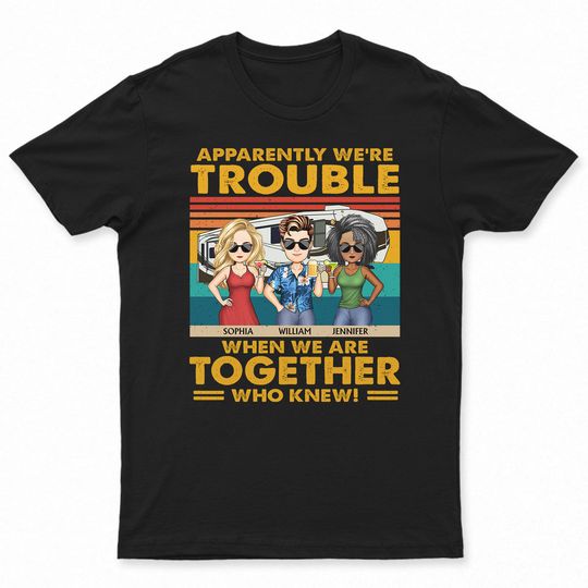 Discover Vintage Camping Tee: 'We're Trouble Together' - Unisex Personalized Shirt