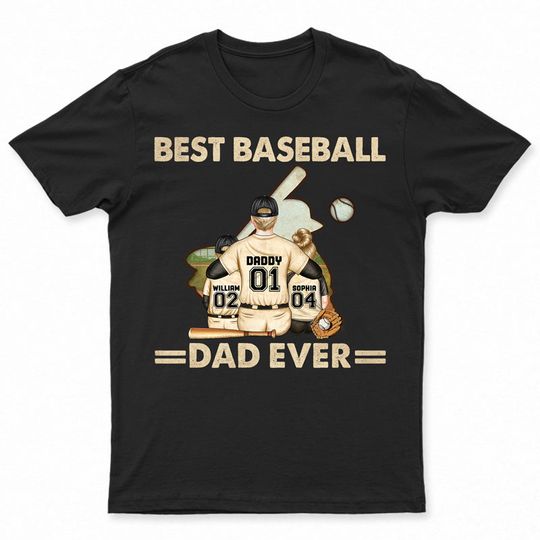 Discover Best Baseball Dad Ever Personalized Family Custom Father's Day Unisex T-Shirt