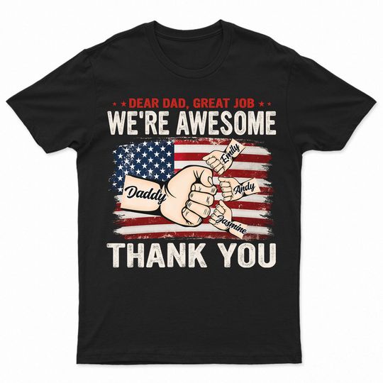 Discover Dear Dad We're Awesome Fist Bump Custom Father Grandfather Personalized Unisex T-Shirt