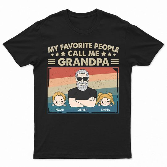 Discover My Favorite People Call Me Grandpa Cartoon Art Personalized Family Gift Unisex T-Shirt
