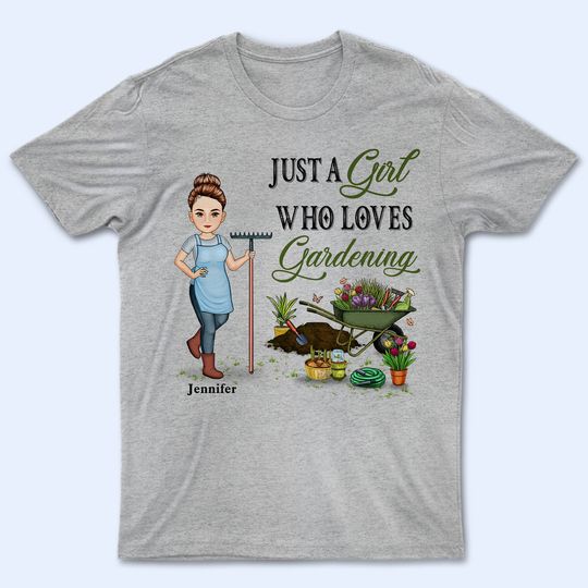 Discover Just A Girl Boy Who Loves Gardening Custom Gift Personalized Unisex T-Shirt