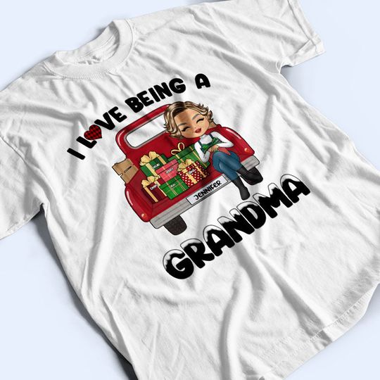 Discover Christmas I Love Being A Grandma Custom Family Gift Personalized Unisex T-Shirt