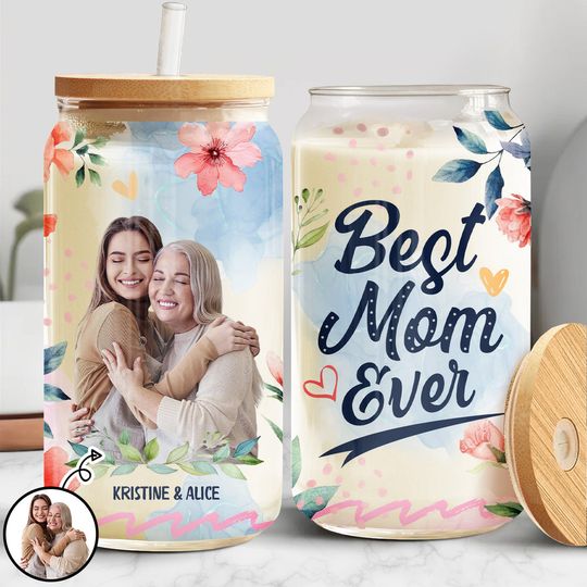 Discover Custom Upload Image Best Mom Ever Gift For Mother's Day Personalized Glass Cup