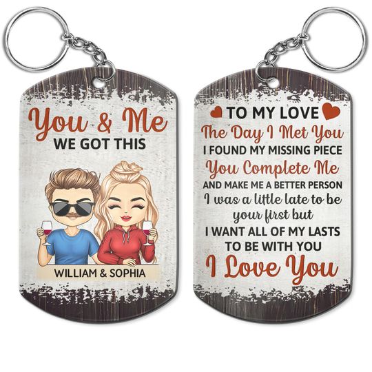 Discover The Day I Met You Custom Anniversary Gift For Couples Husband Wife Personalized Keychain