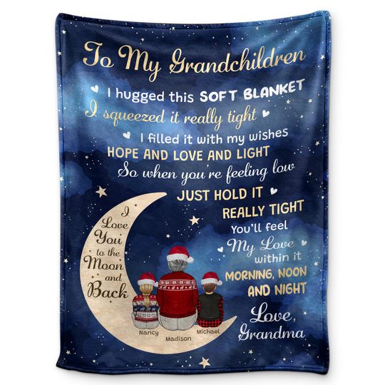 Discover Grandma Mother I Love You To The Moon Custom Family Member Gift Personalized Blanket