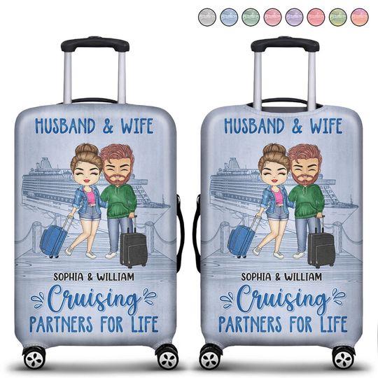 Discover Husband And Wife Cruising Partners For Life Gift For Couples Personalized Luggage Cover