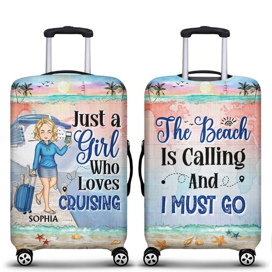 Discover Just A Girl Boy Who Loves Cruising Custom Travel Lovers Personalized Luggage Cover
