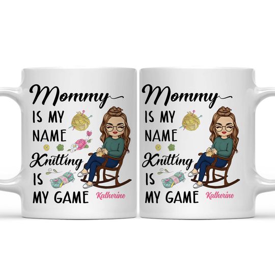 Discover Knitting Is My Game Custom Gift For Family Member Personalized Mug