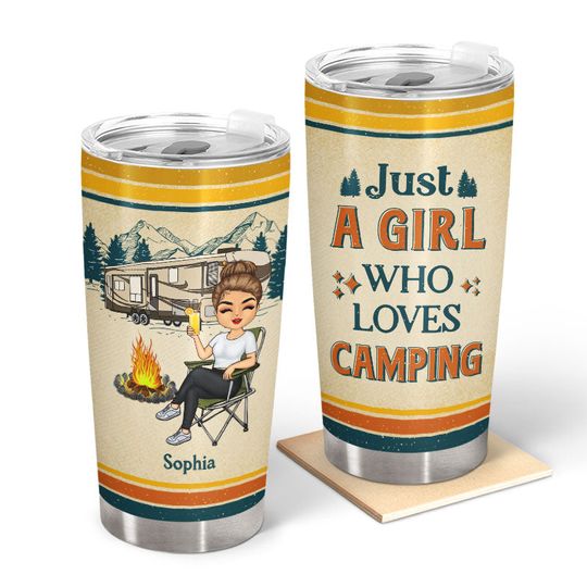 Discover Just A Girl Who Loves Camping Custom Gift For Camping Lovers Stainless Steel Tumbler