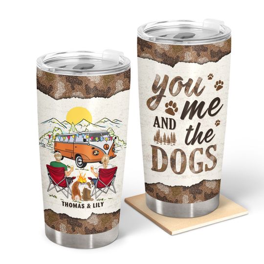 Discover You And Me And The Dogs Camping Couples Custom Personalized Stainless Steel Tumbler