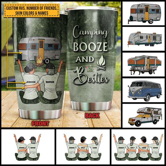 Discover Personalized Camping Bestie Camping Booze Besties Custom Stainless Steel Tumbler