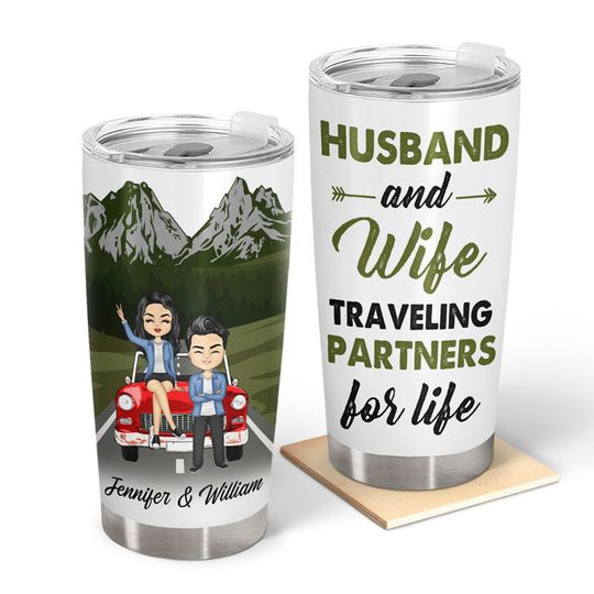 Discover Chibi Couple Traveling Partners For Life Couple Personalized Stainless Steel Tumbler