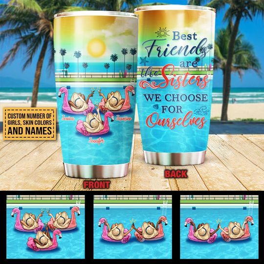 Discover Swimming Pool Flamingo Bestie Choose For Ourselves Personalized Stainless Steel Tumbler