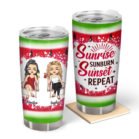 Discover Best Friends Sunrise Sunburn Sunset Repeat - Gift For BFF Besties, Sisters, Siblings - Personalized Custom Tumbler
