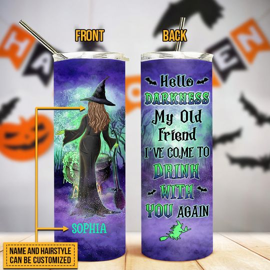 Discover Halloween Witch Hello Darkness Custom Family Witches Lover Personalized Skinny Tumbler