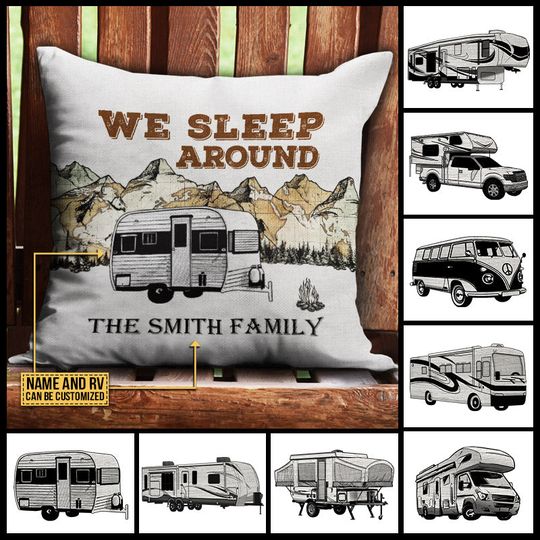 Discover Camping Map We Sleep Around Custom Personalized Pillow