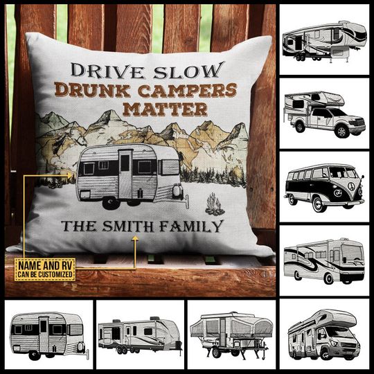 Discover Personalized Camping Map Drunk Matter Customized Pillow