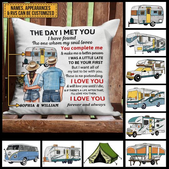 Discover Camper Young Couple The Day Personalized Camping Couple Gift Customized Pillow
