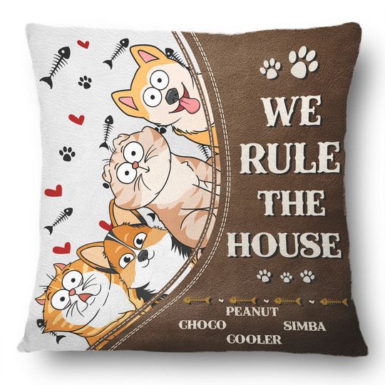 Discover We Rule The House - Home Decor Gift For Pet Lovers, Dog Lovers, Cat Lovers - Personalized Pillow