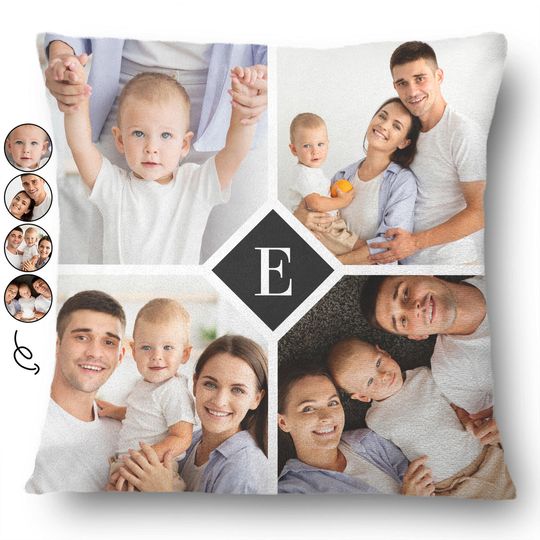 Discover Custom Photo Monogram Letter Parents Couple Grandparent Gift Personalized Pillow