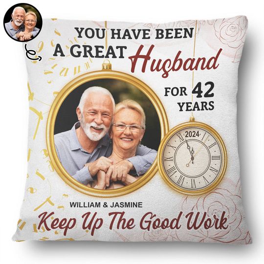 Discover Custom Photo Keep Up The Good Work Couples Family Gift Personalized Pillow
