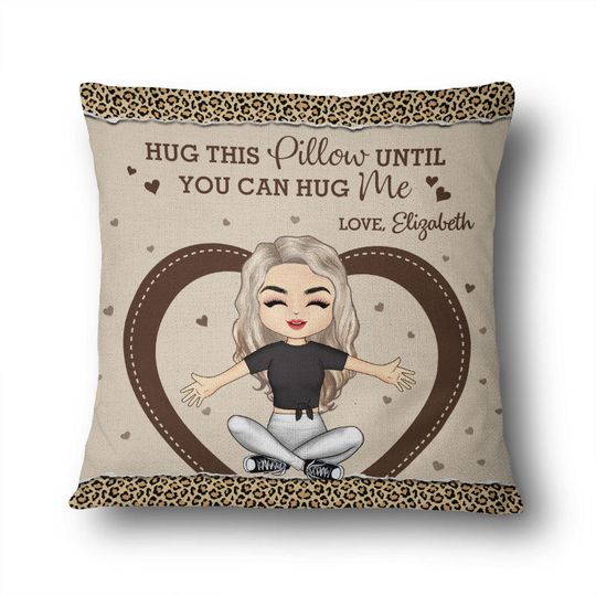 Discover Chibi Couple Custom Hug This Pillow Until You Can Hug Me Personalized Pillow