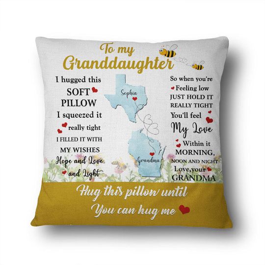 Discover Hug This When Miss Me Gift For Grandkids Personalized Custom Pillow