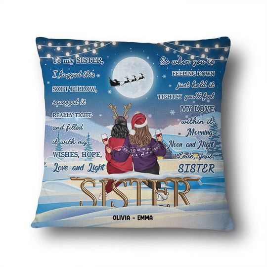 Discover Christmas Sibling I Hug This Soft Pillow Sister - Personalized Custom Pillow