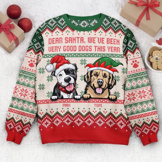 Discover Dear Santa, We've Been Very Good Pets This Year - Personalized Ugly Sweater