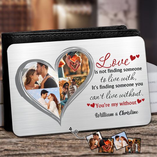 Discover Custom Photo Love Isn't Finding Someone Married Couple Personalized Aluminum Wallet Card